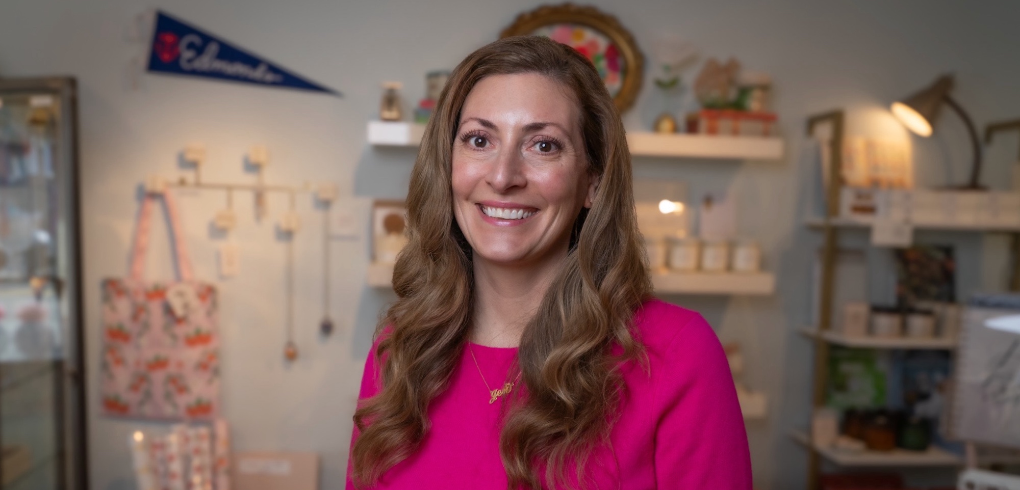 Portrait of Jen Cullin in her shop, The Paper Feather