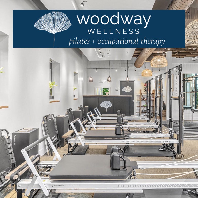 Woodway Wellness pilates studio machines and logo