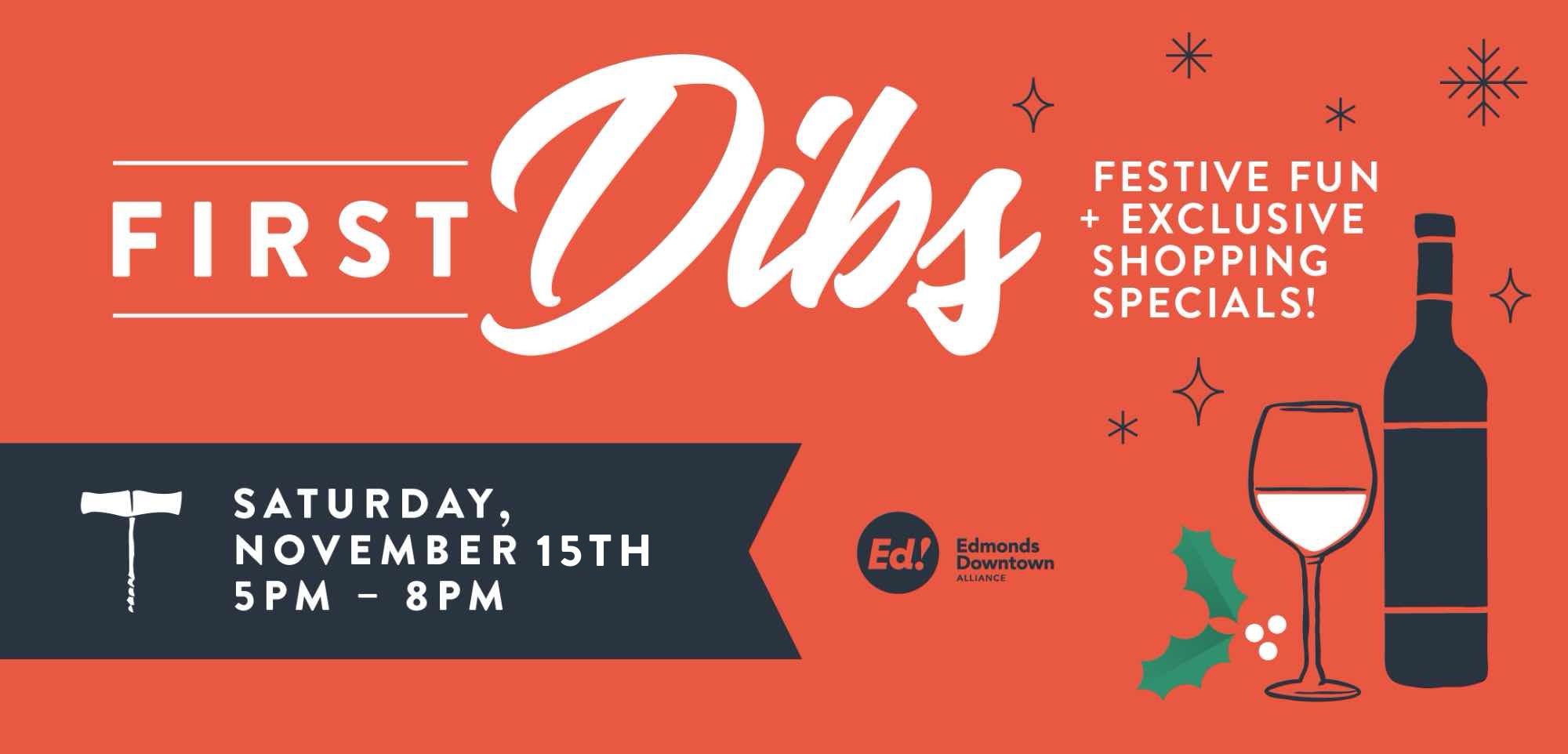 First Dibs Shopping event in Downtown Edmonds on 12/15/25