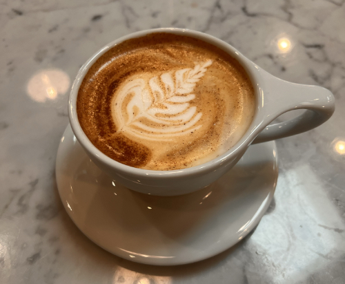 Brown Sugar Bear latte from The Crumpet Shop in Edmonds WA