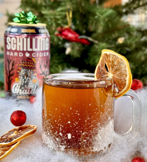 Festive Drink Bingo card and Hot Chai-der drink from Market Eatery in Edmonds