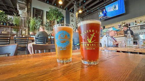 Two glasses of beer at Salish Sea in Edmonds
