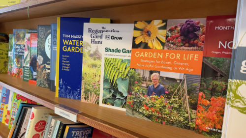 A display of gardening books at Edmonds Bookshop